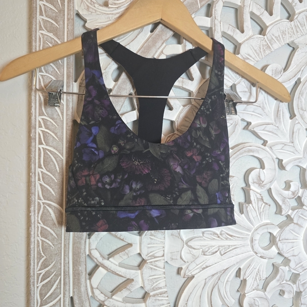 Lululemon Women's Break Free Bra Nulux Pink Black Purple Size 4